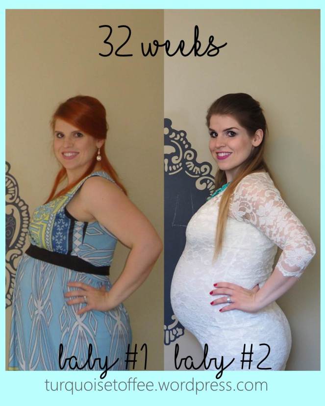 Second Pregnancy Bump Comparison 32 Weeks