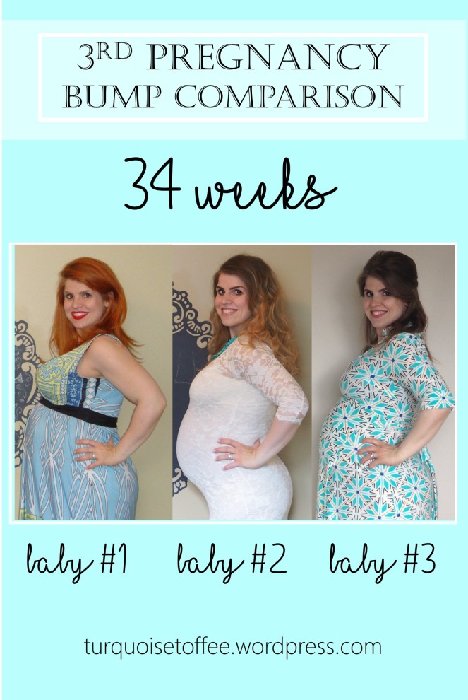 third pregnancy bump comparison 34 weeks